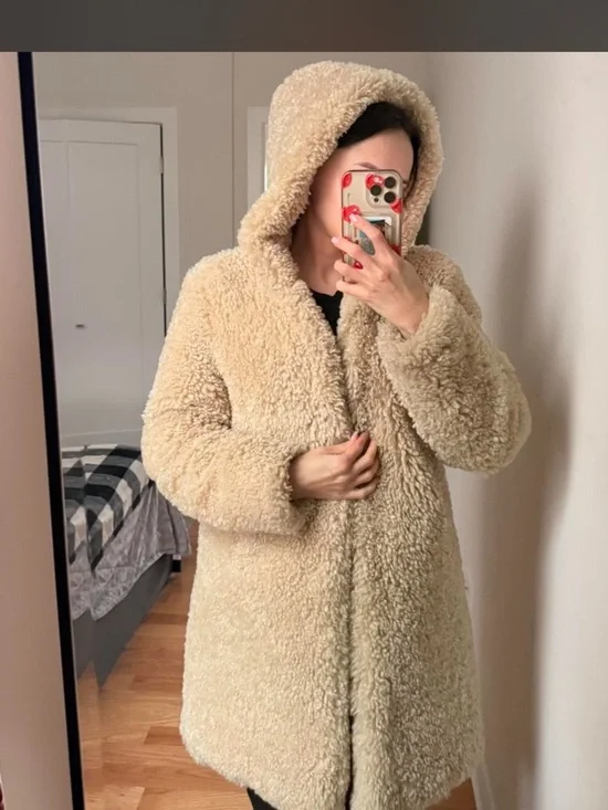 Rachel Zoe Cream Hooded Teddy Jacket - Picture 1 of 4